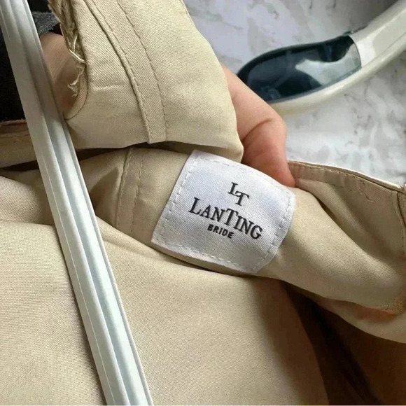 LanTing Mother of the Bride Tan Dress with  Lace - Picture 10 of 12